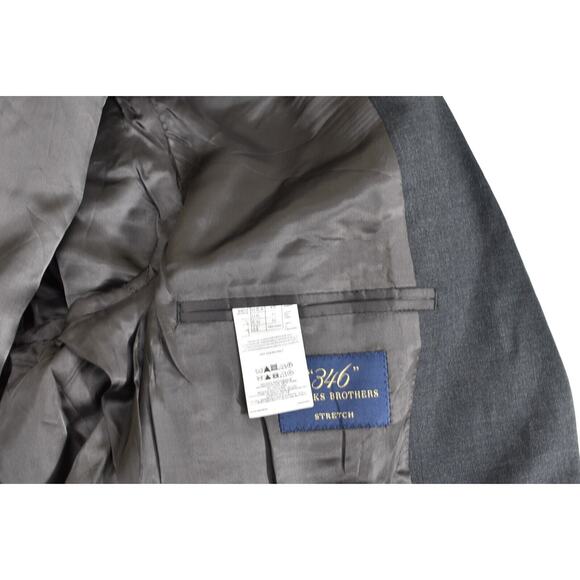 Brooks Brothers 346 Wool Blend Blazer Jacket Gray 41L Solid Office Business - Picture 5 of 7